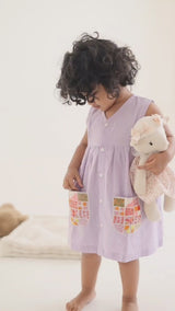 Hand Embroidered Lilac Dress