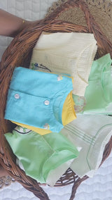 Newborn Baby Boy Embroidered Turquoise Blue Kurta & Dhoti Pant Set – Flower Garden