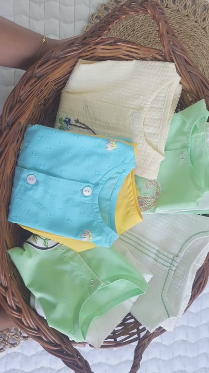 Embroidered Mint Green Newborn Kurta & Dhoti Pant Set – Birds in Bloom