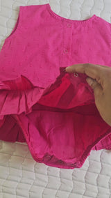 Baby Girl Ballerina Style Ruffled Romper - Hot Pink