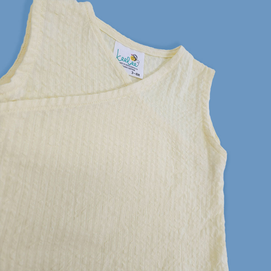 Keebee Organic Cotton Kimono Wrap Style Solid Textured Baby Jabla Set - Yellow