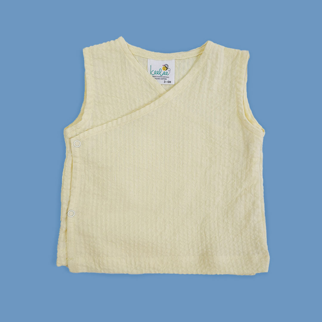 Keebee Organic Cotton Kimono Wrap Style Solid Textured Baby Jabla Set - Yellow