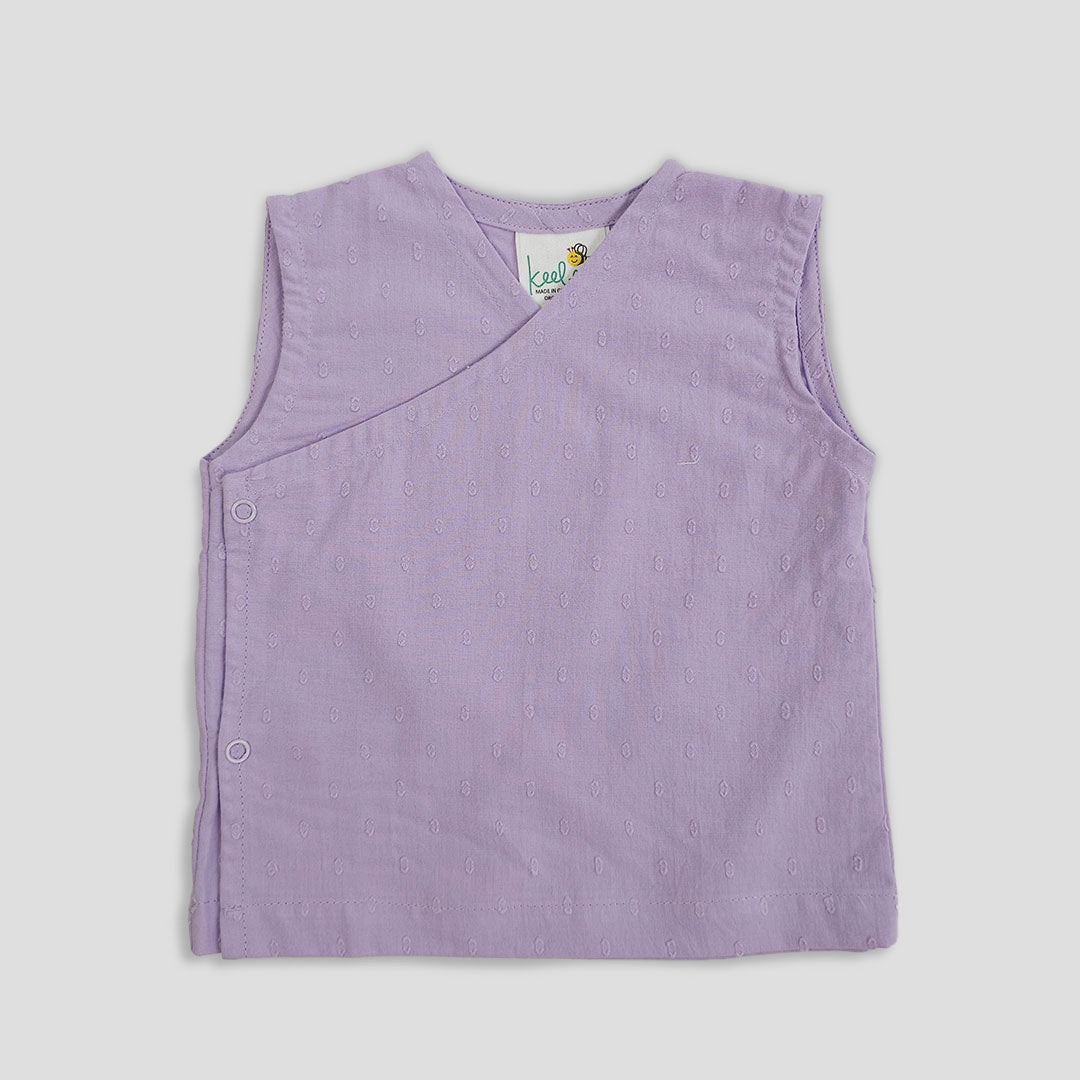 Keebee Organic Cotton Kimono Wrap Style Solid Putta Baby Jabla Set - Lilac