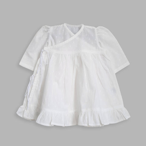 Organic Cotton Putta Puff Sleeve Girls Jabla / Dress - White