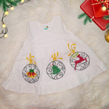 Embroidered White Wrap Dress - Xmas Decorations
