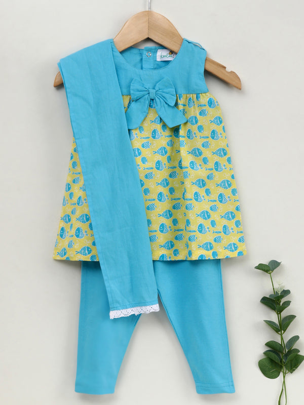Baby Girl Yellow and Blue Kurta Set