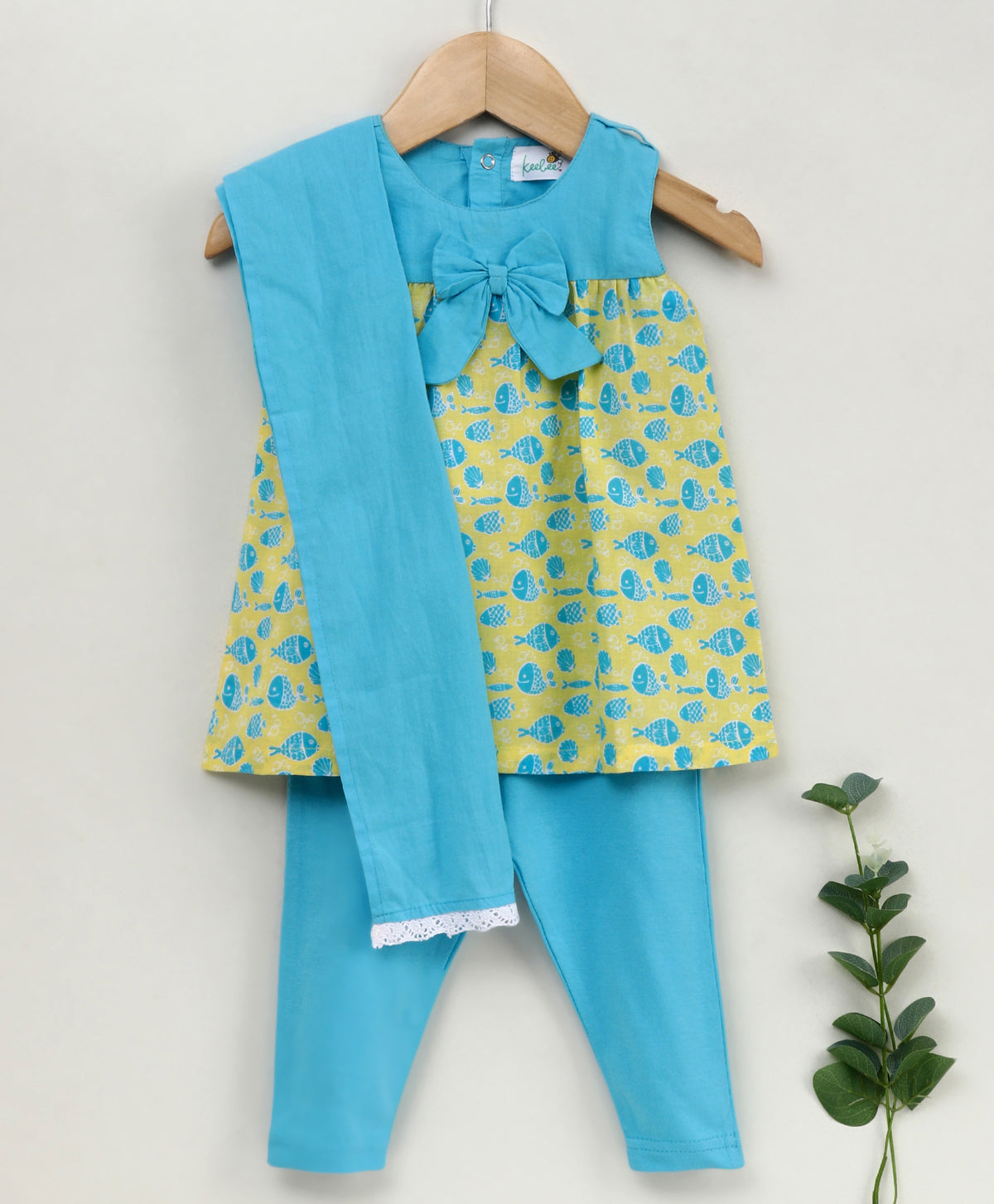 Baby Girl Yellow and Blue Kurta Set