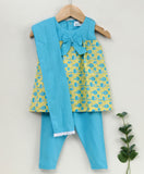 Organic cotton yellow blue kurta set