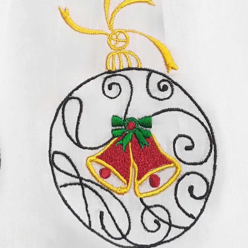 Embroidered White Wrap Dress - Xmas Decorations