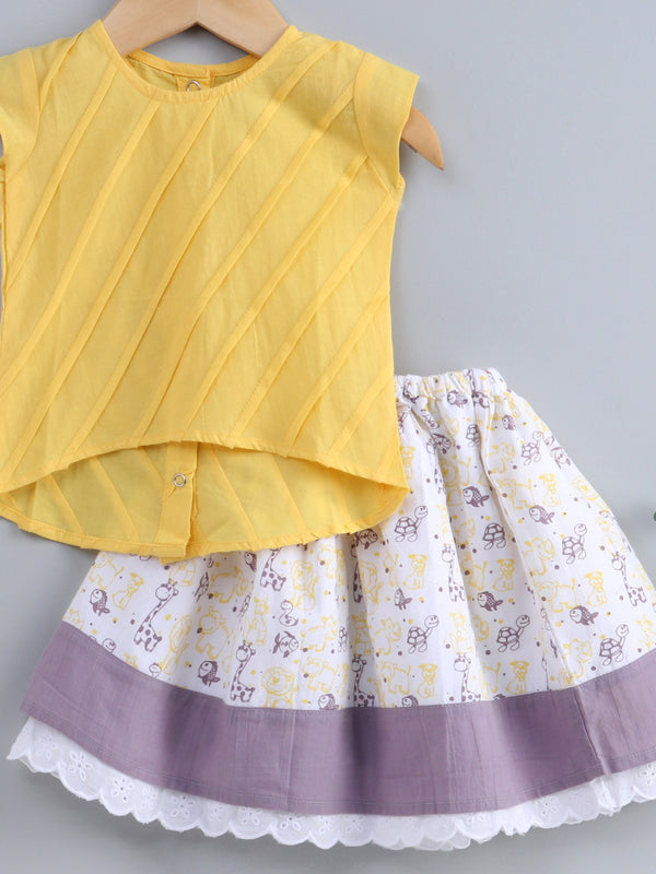Baby Girl Yellow and Grey Choli Lehenga Set