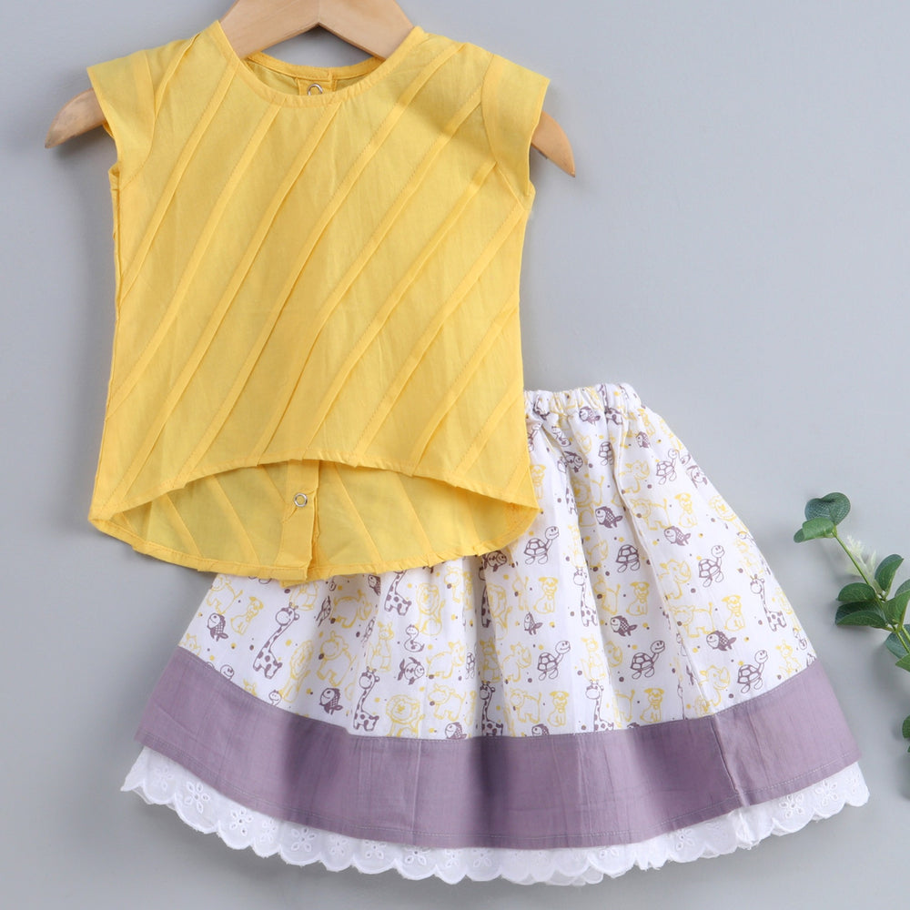 Baby Girl Yellow and Grey Choli Lehenga Set
