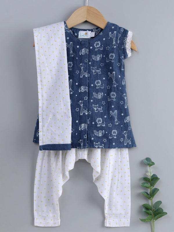 Baby Girl Denim Patiyala Set