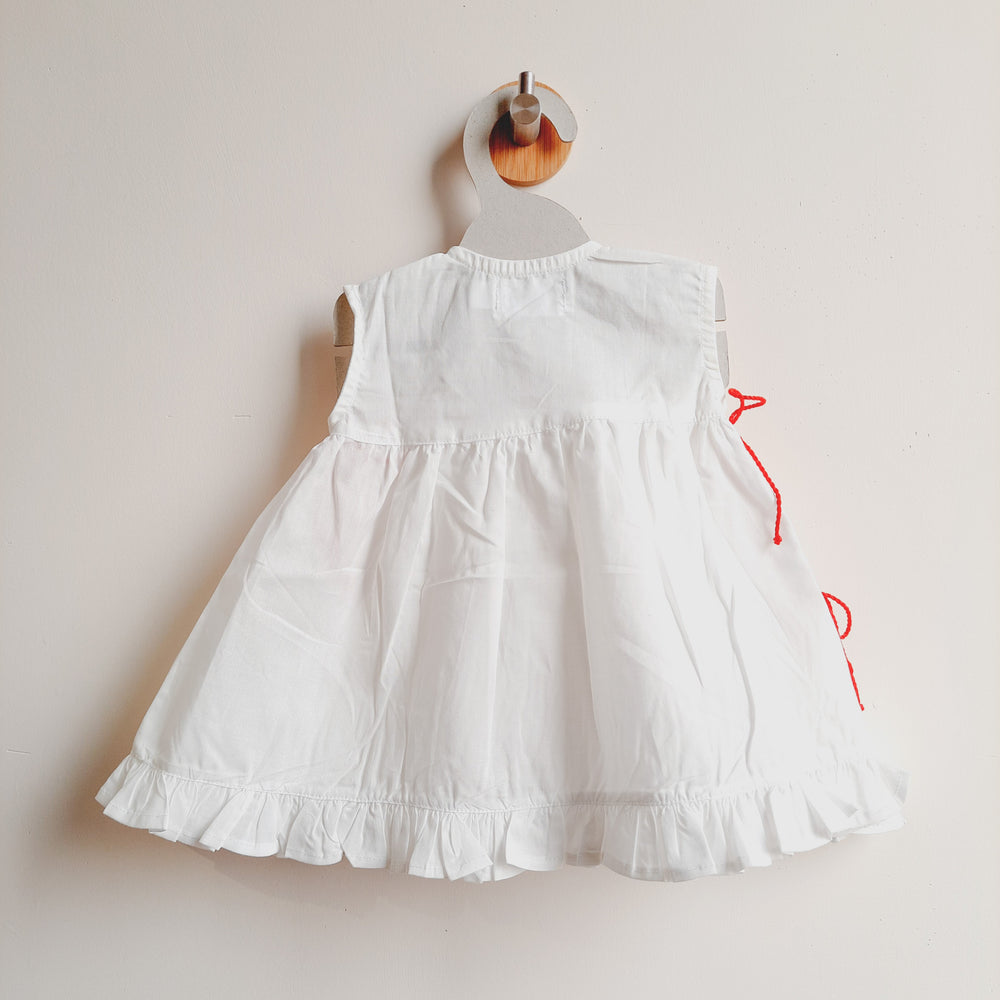 White Embroidered Wrap Dress - Rose