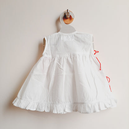 White Embroidered Wrap Dress - Rose