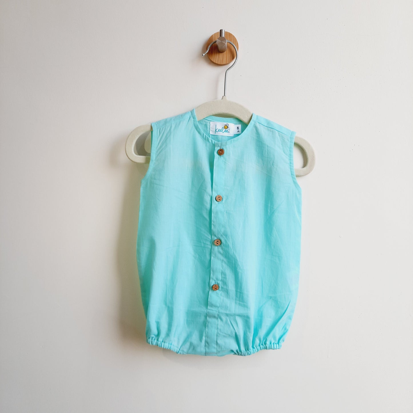 Organic Cotton Joe Romper - Aqua