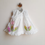 White Embroidered Wrap Dress - Rabbit