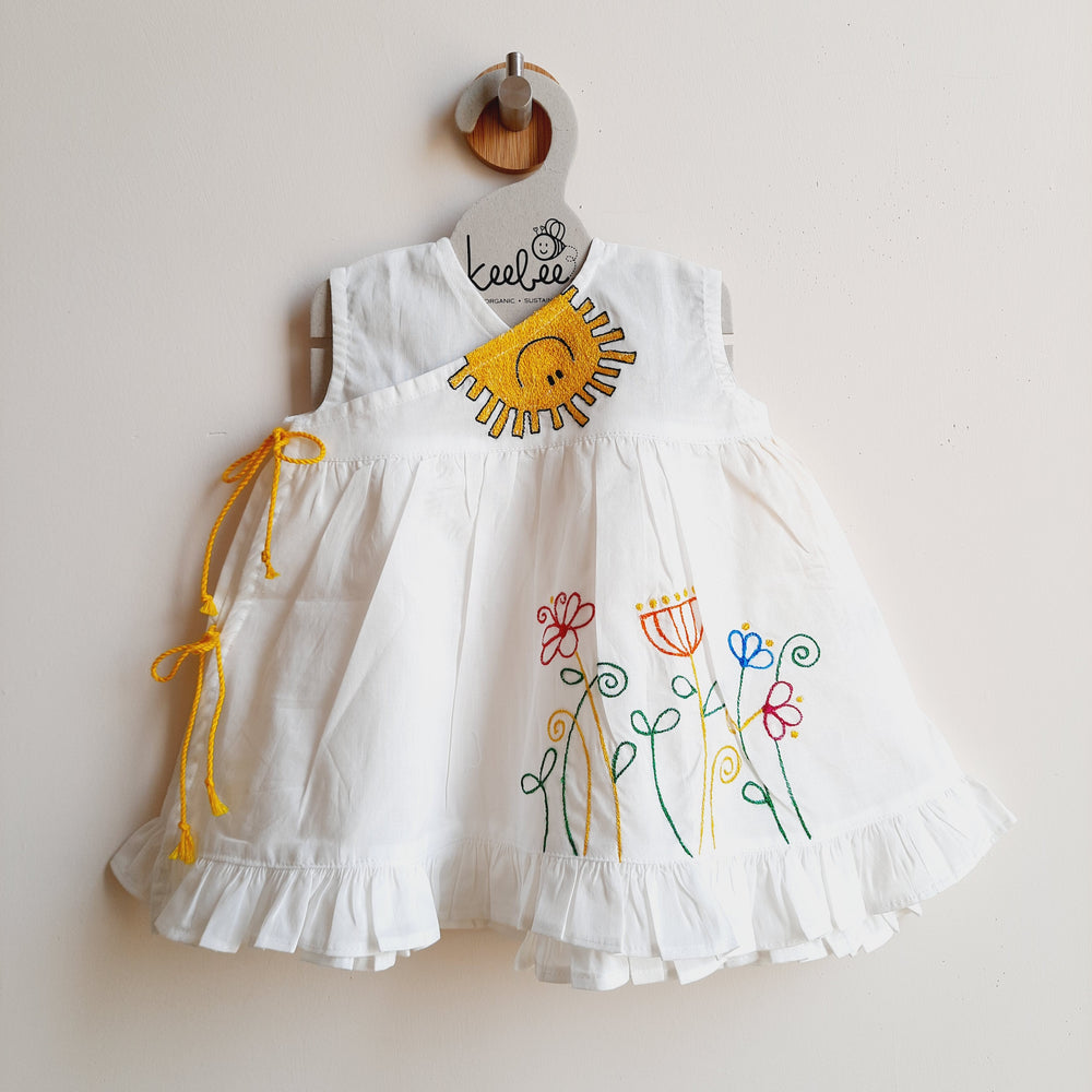 Embroidered Wrap Dress - Sunny Garden