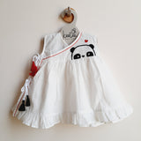 White Embroidered Wrap Dress - Panda