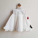 White Embroidered Wrap Dress - Panda