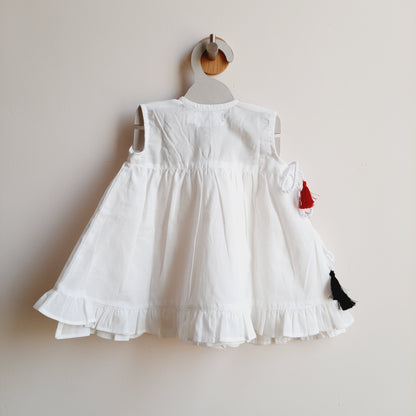 White Embroidered Wrap Dress - Panda