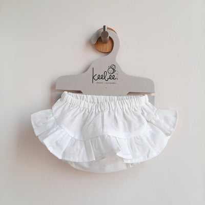 Solid Ruffled Bloomer - White