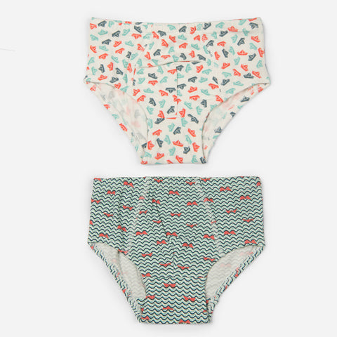 Organic Cotton Boys Briefs - Paper Boats Combo Set of 2