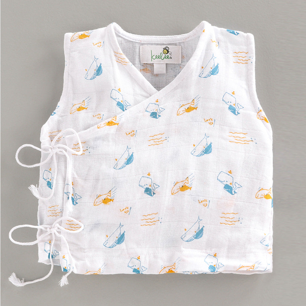 ORGANIC COTTON MUSLIN BABY BOY JHABLA OCEAN KEEBEE ORGANICS