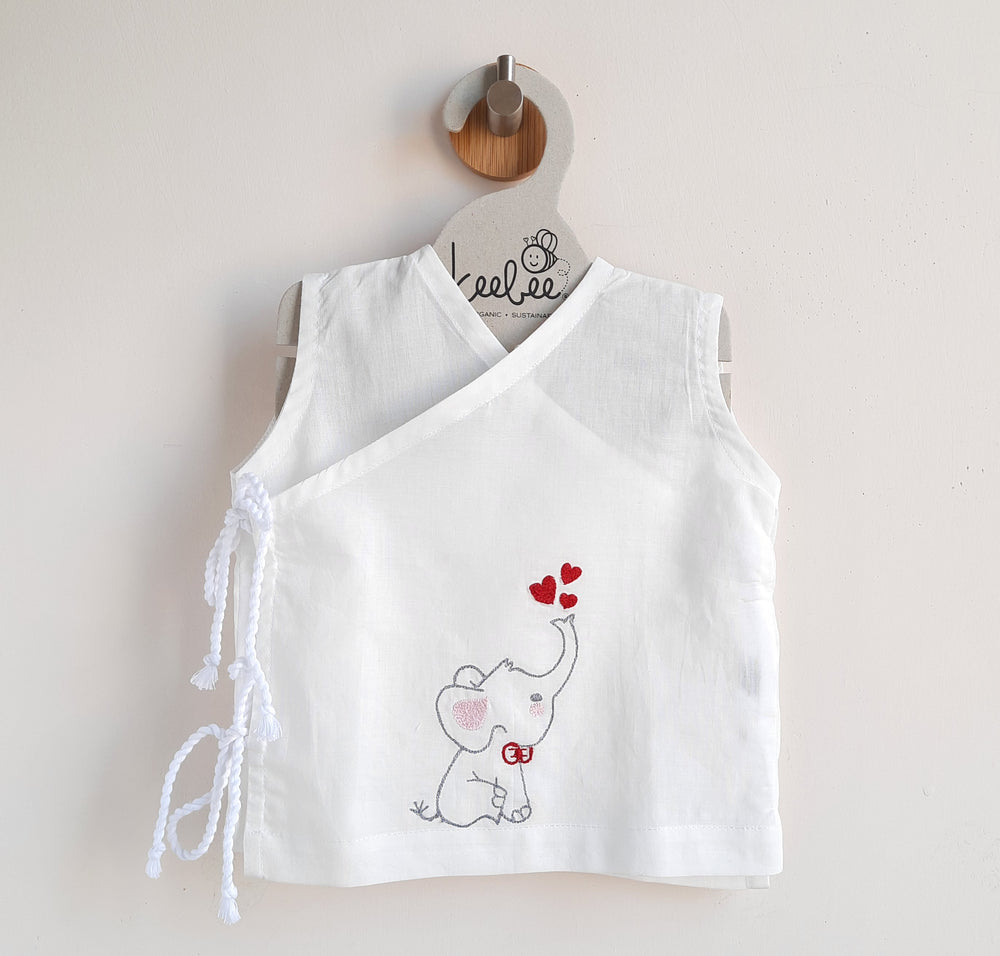Sleeveless Embroidered Baby Jabla - Elephant