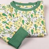 Certified Organic Cotton Full Sleeve Lounge Nightsuit Pajama Set - Cactus Print