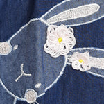 Organic Cotton Denim Baby Girl Romper - Bunny