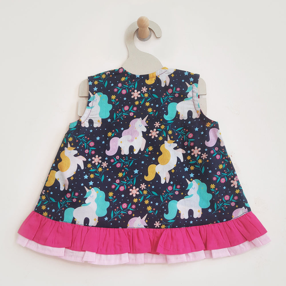 Printed Wrap Dress - Unicorns