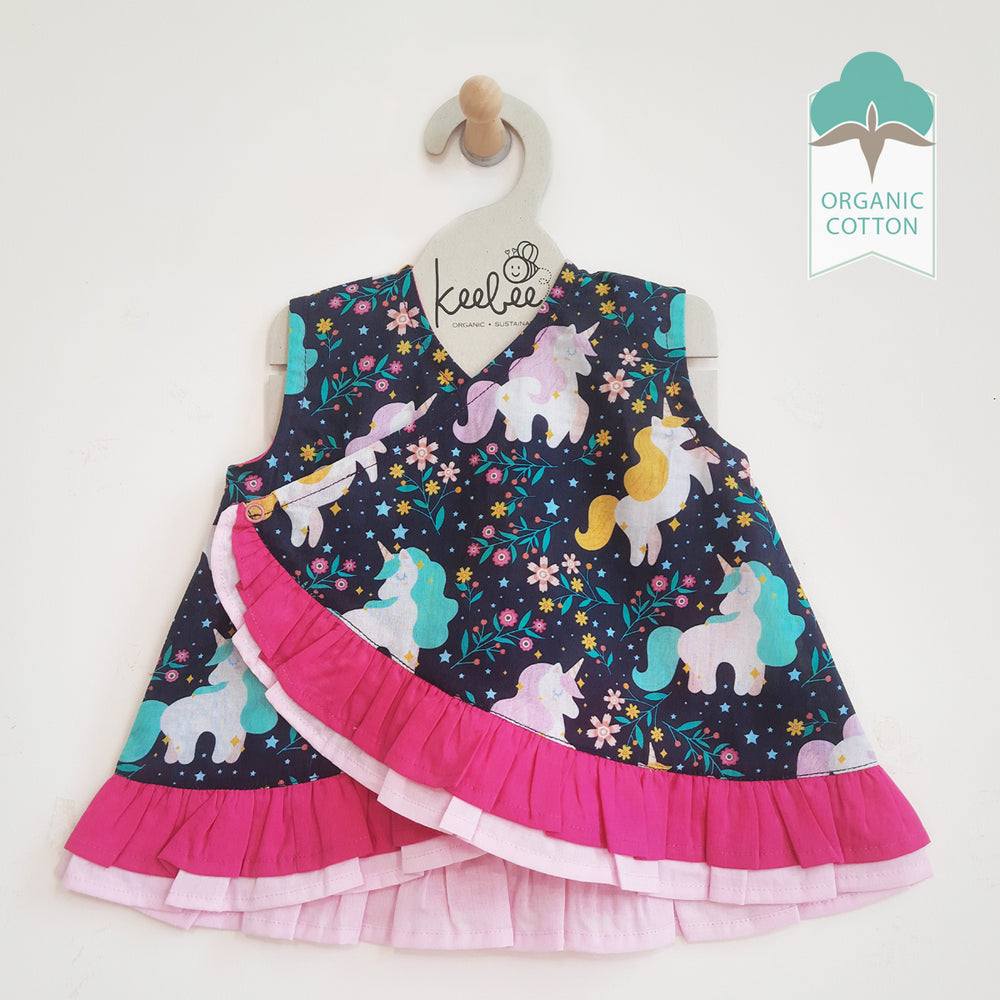 Printed Wrap Dress - Unicorns