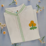 Organic Cotton Embroidered Kurta paired with Pajama Pants - Marigold