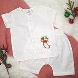Embroidered Jabla and Diaper Shorts Set - Holiday Sock