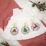Embroidered White Wrap Dress - Xmas Decorations