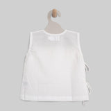 Sleeveless Hand Embroidered White Jabla - Rainbow
