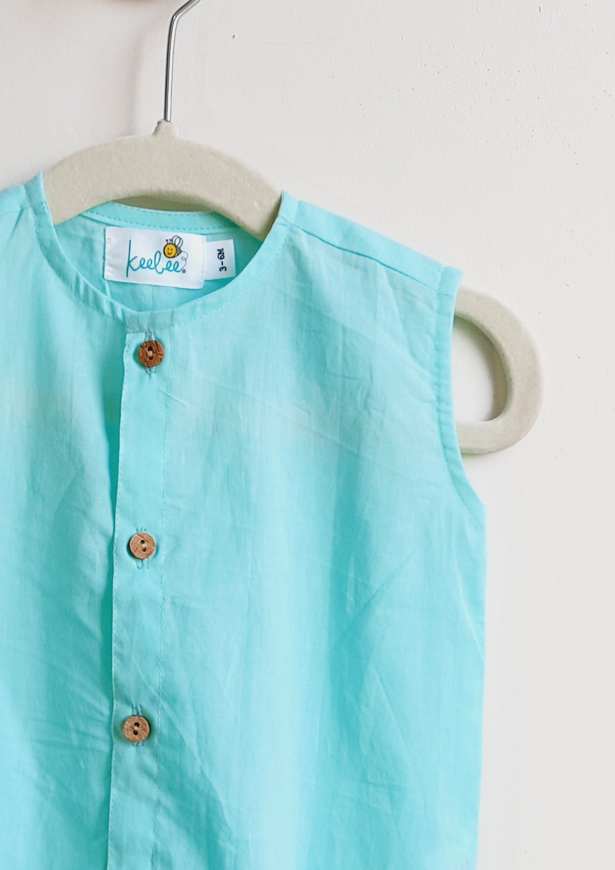 Organic Cotton Joe Romper - Aqua