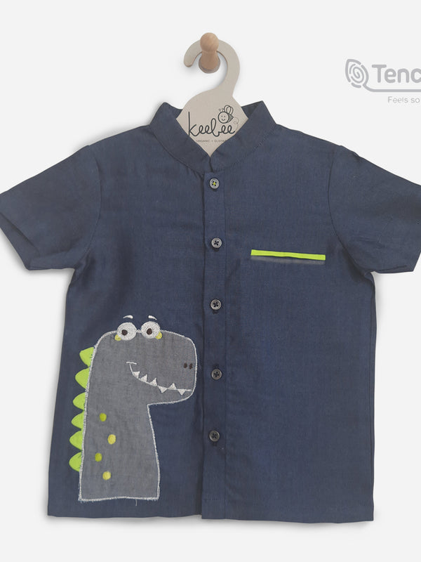 Embroidered Light Denim Shirt - Dino