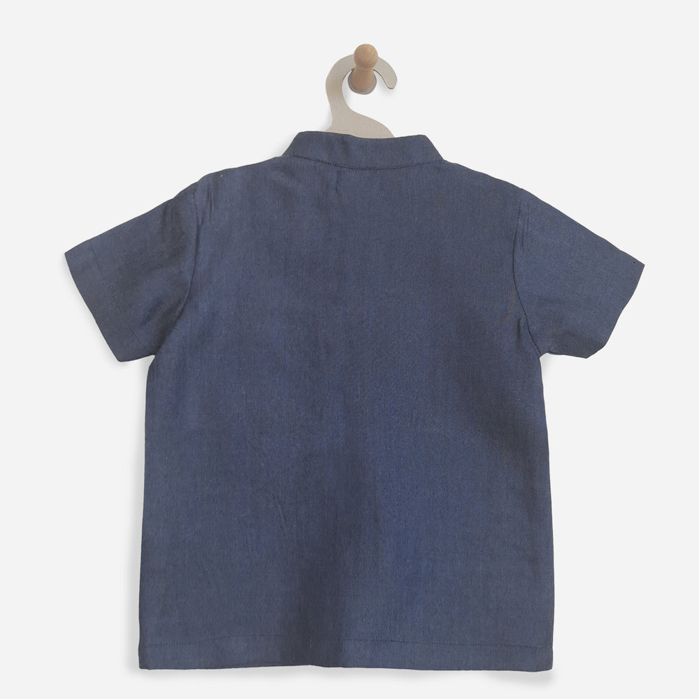 Embroidered Light Denim Shirt - Dino