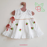 Embroidered White Wrap Dress - Merry Holly