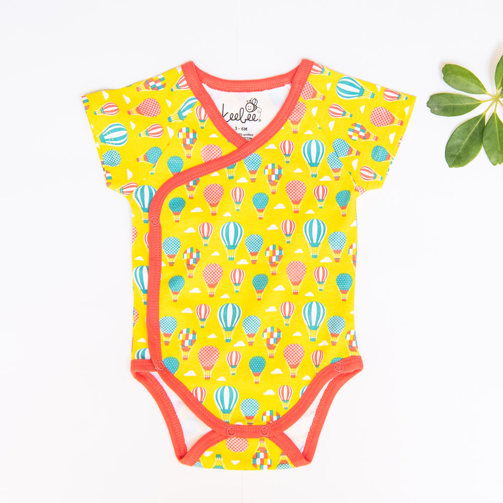 Half Sleeve Kimono Onesie Romper - Hot Air Balloons