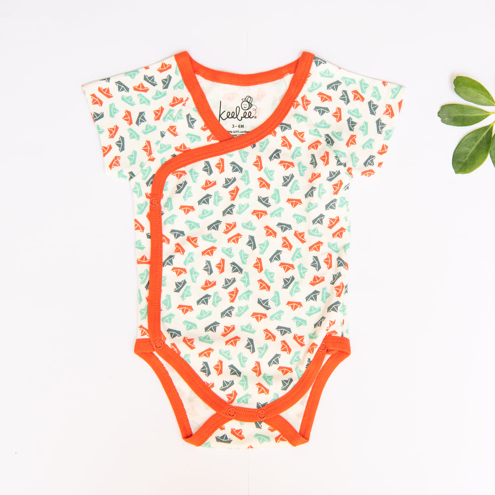 Half Sleeve Kimono Onesie Romper - Paper Boats