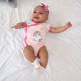 Puff Sleeve Kimono Onesie Romper - Unicorn Set of 2