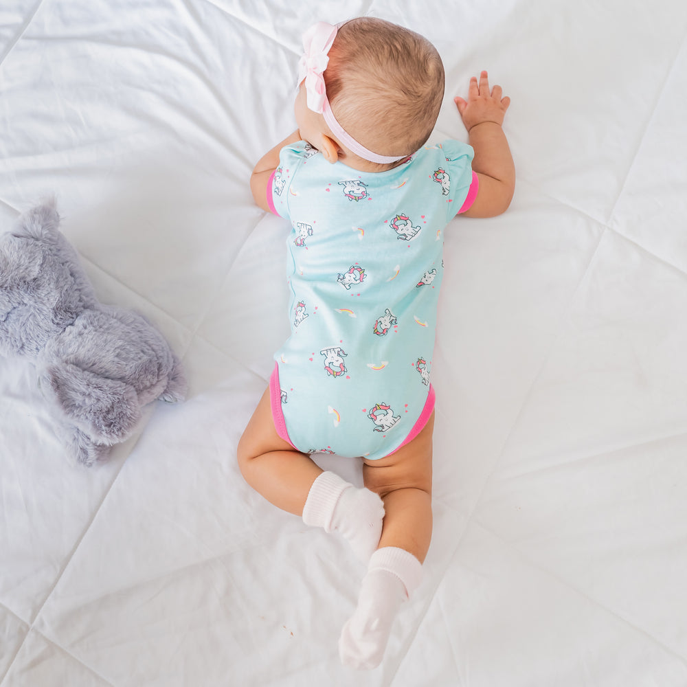 Puff Sleeve Kimono Onesie Romper - Unicorn Set of 2