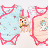 Puff Sleeve Kimono Onesie Romper - Unicorn Set of 2