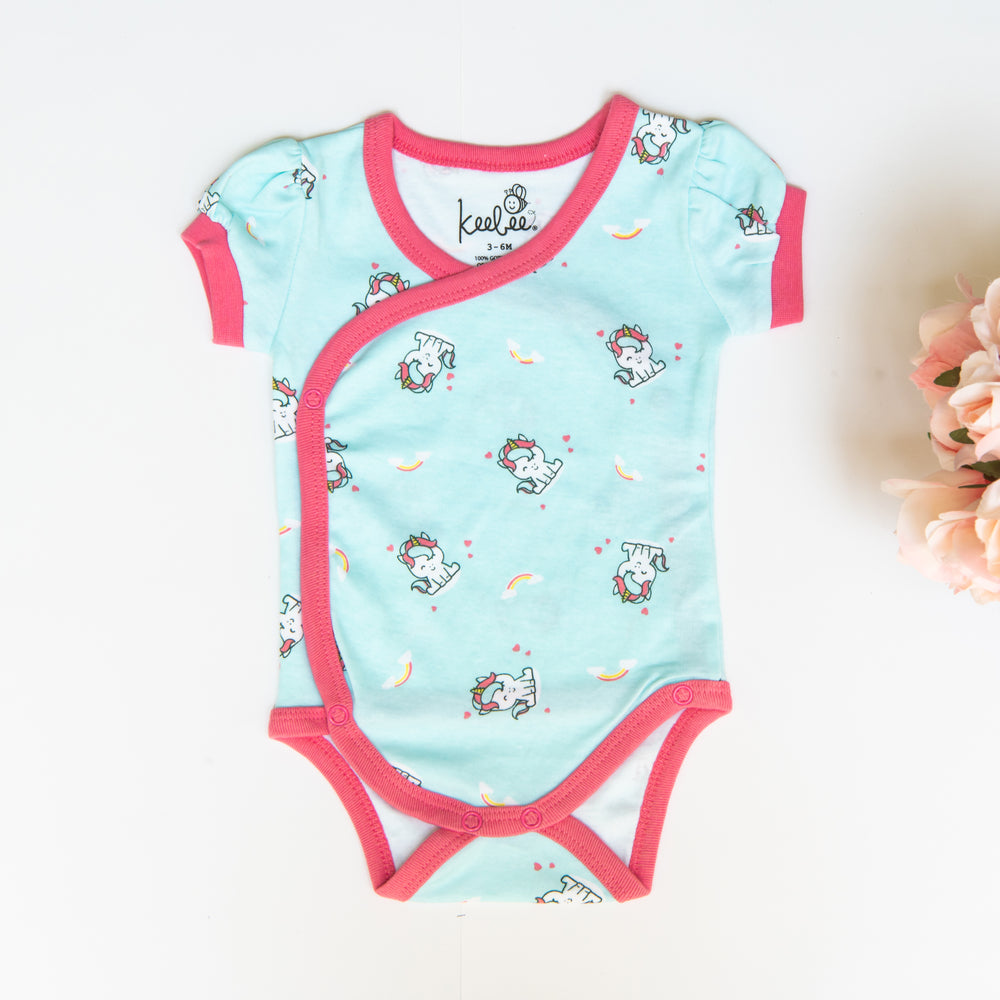 Puff Sleeve Kimono Onesie Romper - Unicorn Set of 2