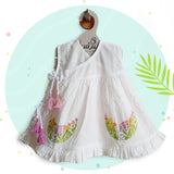 White Embroidered Wrap Dress - Rabbit
