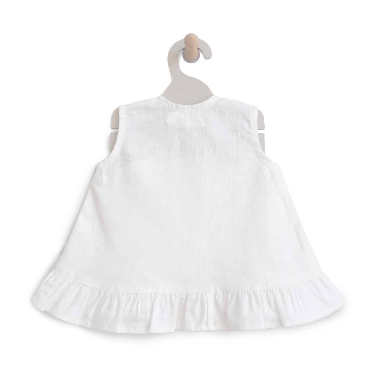 Keebee Organic Cotton Slub White Embroidered Baby Girl Wrap Dress - Flower Girl